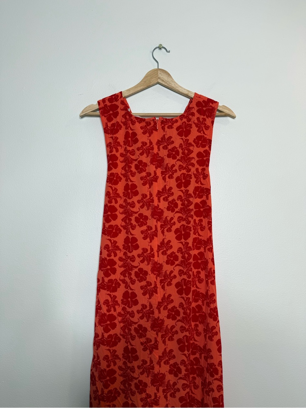 Soft Surroundings Red Hibiscus Twist Front Maxi Dress Tropical Floral Bright Red - Picture 8 of 11